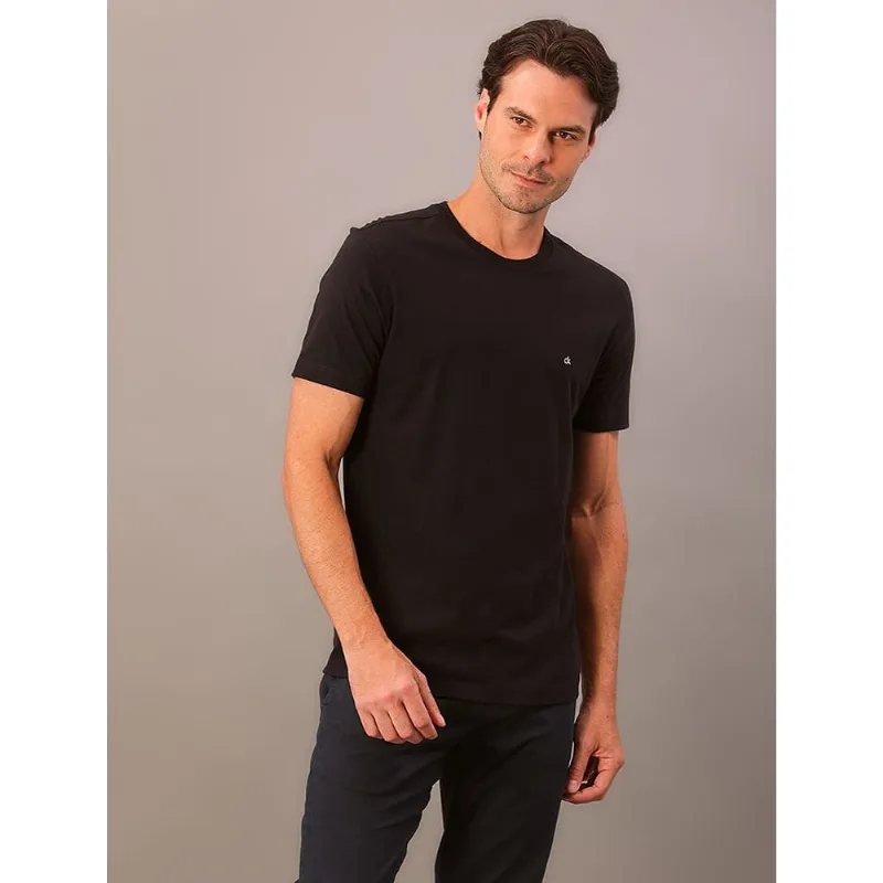 Camiseta Manga Curta Básica Meia Malha Calvin Klein - Preto Camiseta Manga Curta Básica Meia Malha Calvin Klein Preto Gg
