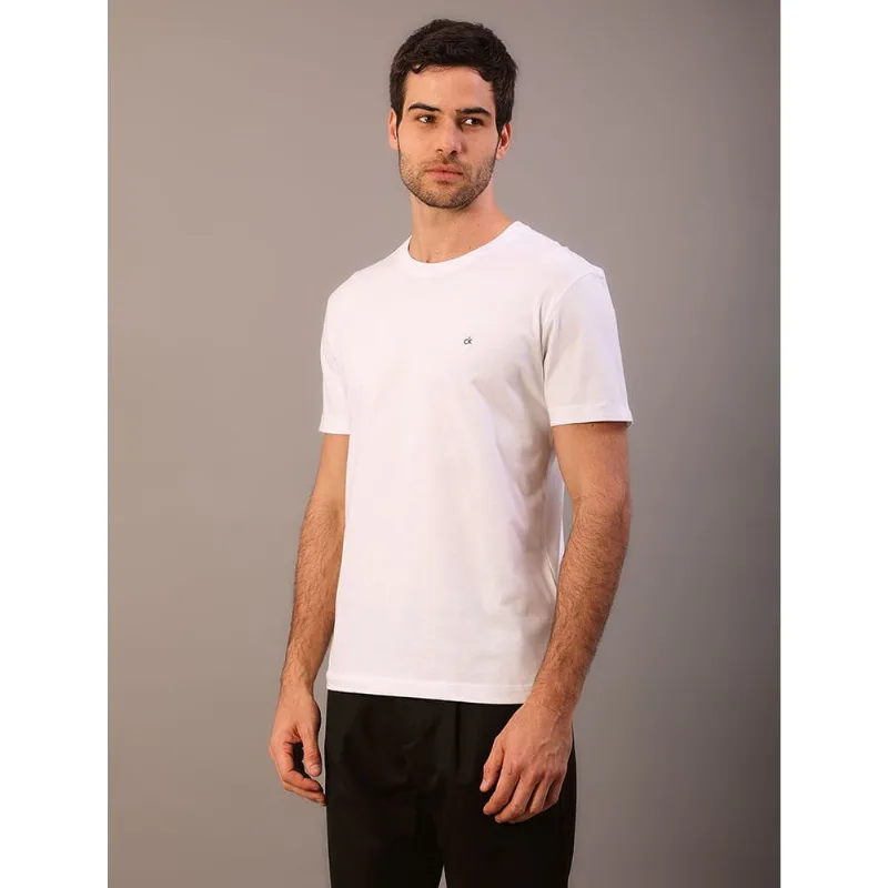Camiseta Masculina Básica em Meia Malha Calvin Klein - Branco Camiseta Masculina Básica em Meia Malha Calvin Klein Branco Ggg