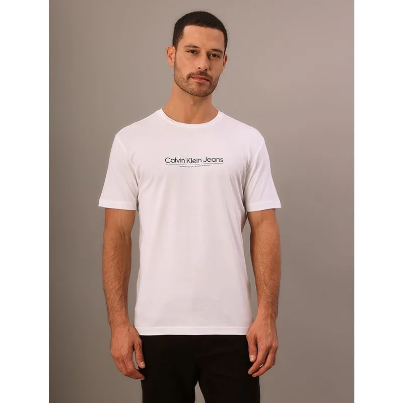 Camiseta Masculina de Algodão Slim Estampa Centro Cidades Calvin Klein Jeans - Branco Camiseta Masculina de Algodão Slim Estampa Centro Cidades Calvin Klein Jeans Branco Gg