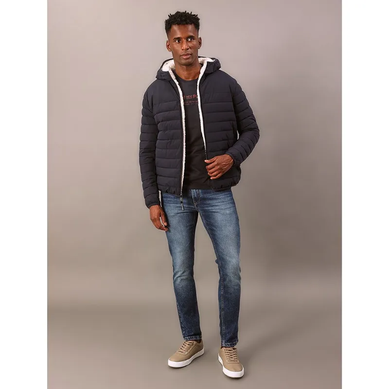 Jaqueta Matelassê Sherpa Capuz Calvin Klein Jeans - Marinho Jaqueta Matelassê Sherpa Capuz Calvin Klein Jeans Marinho Gg