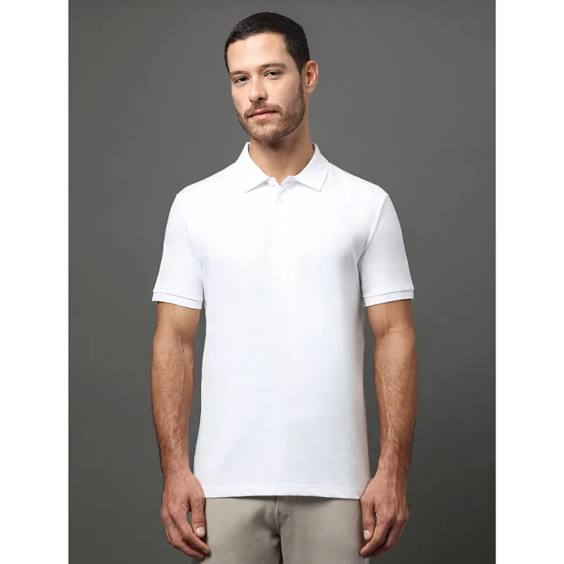 Polo Masculina Básica Smooth Cotton Calvin Klein - Branco Polo Masculina Básica Smooth Cotton Calvin Klein Branco m