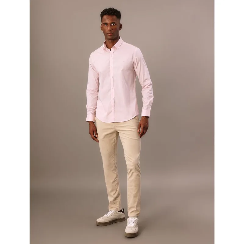 Camisa Masculina Slim Básica de Manga Longa Calvin Klein - Rosa Claro Camisa Masculina Slim Básica de Manga Longa Calvin Klein Rosa Claro Gg