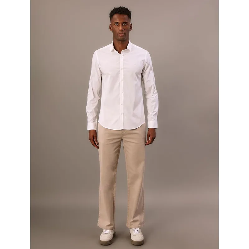 Camisa Masculina Slim Básica de Manga Longa Calvin Klein - Branco Camisa Masculina Slim Básica de Manga Longa Calvin Klein Branco Ggg
