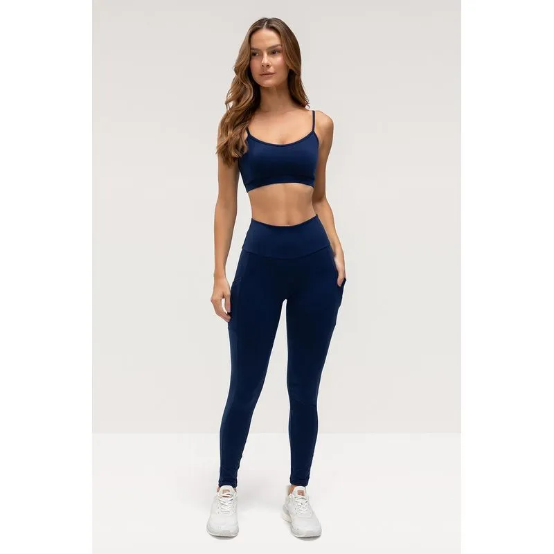 CALÇA LEGGING HIGH COMPRESSION COM BOLSO - ESSENTIALS 26 - MARINHO M/M