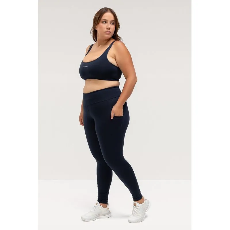 CALÇA LEGGING COM BOLSO HIGH COMPRESSION PLUS SIZE - ESSENTIALS 26 - MARINHO EBONY P/S
