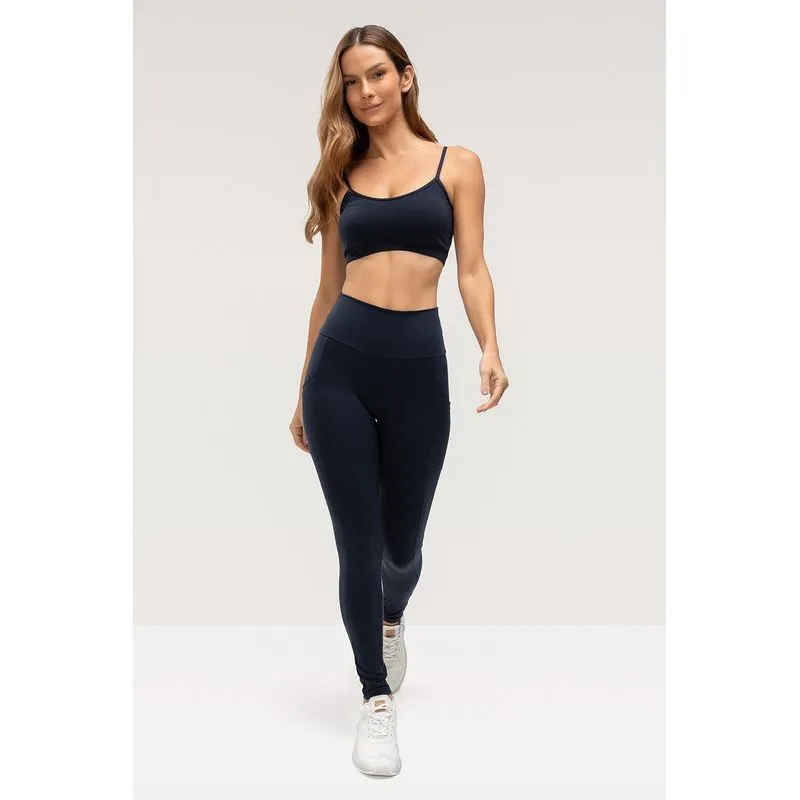 CALÇA LEGGING HIGH COMPRESSION COM BOLSO - ESSENTIALS 26 - MARINHO EBONY P