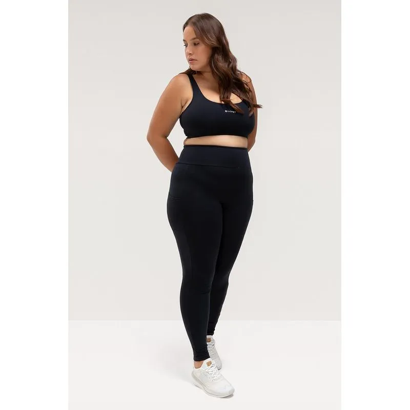 CALÇA LEGGING COM BOLSO HIGH COMPRESSION PLUS SIZE - ESSENTIALS 26 - PRETO P