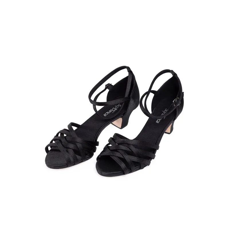 BL669 - SANDÁLIA DE DANÇA DE SALÃO - CETIM PRETO DS08 34