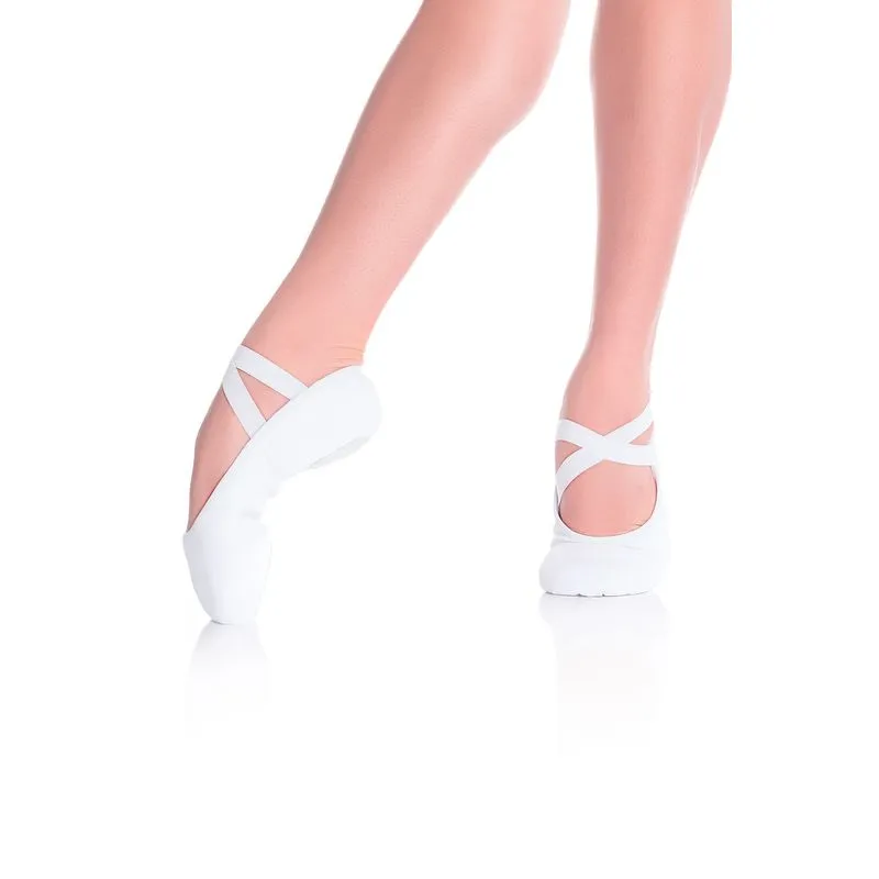 SD120 - Super-Pró - Branco - B - Sapatilha de Meia-Ponta em Stretch 41-41½