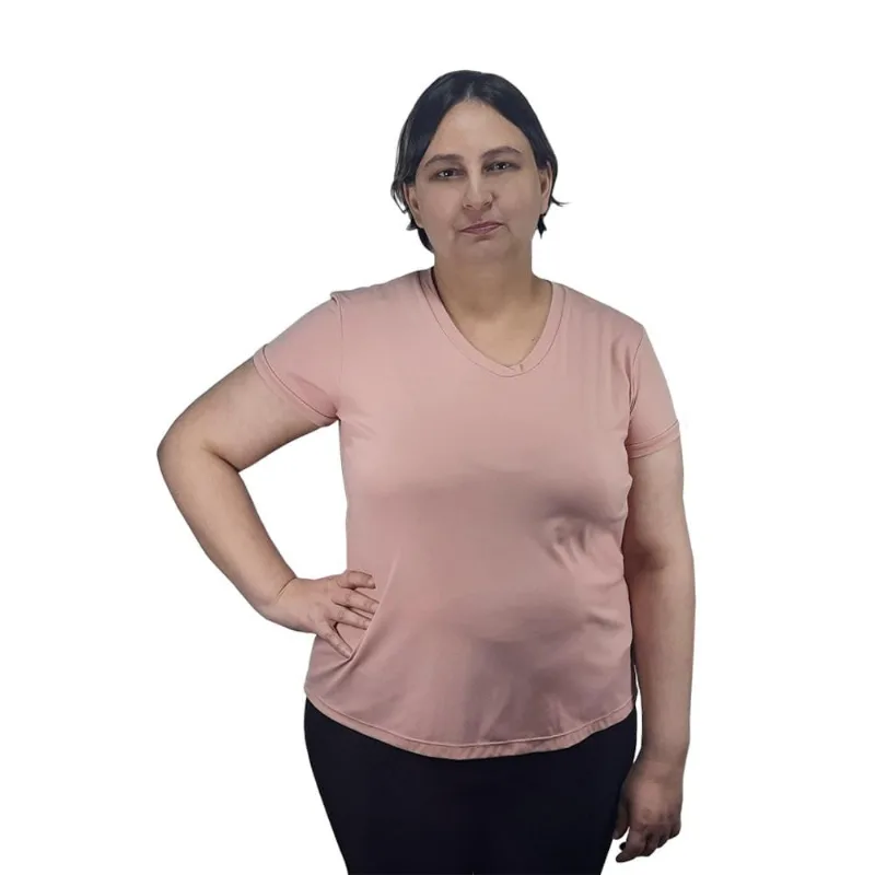 Blusa Trinys Básica Plus Size A-829 Feminina P / Rose