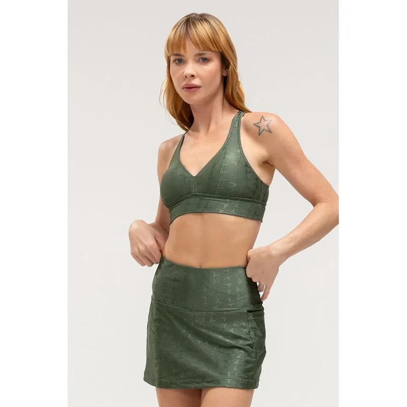 TOP JACQUARD ID DECOTE V COM BOJO REMOVÍVEL - ESSENTIALS 26 - VERDE CROCO P