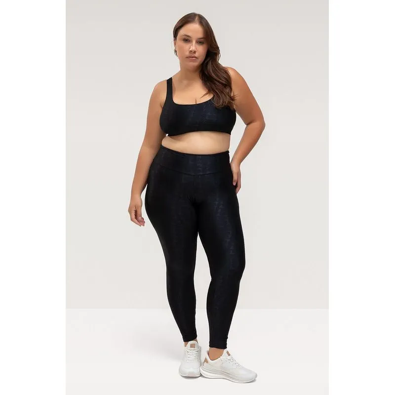 CALÇA LEGGING JACQUARD ID PLUS SIZE - ESSENTIALS 26 - PRETO G