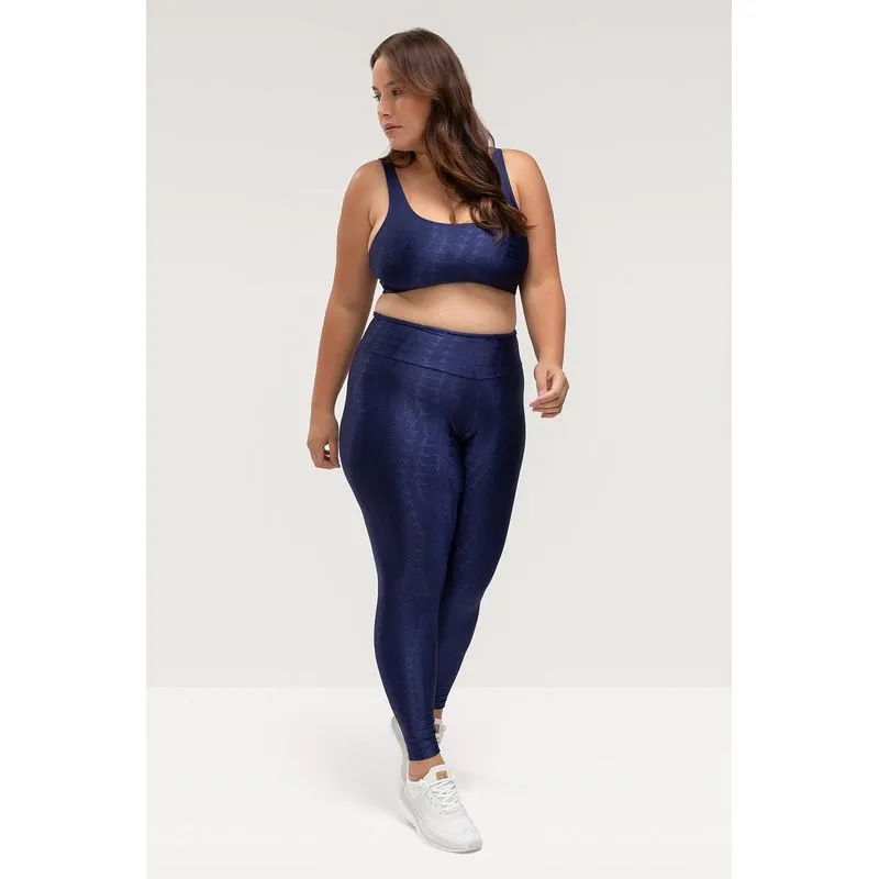 CALÇA LEGGING JACQUARD ID PLUS SIZE - ESSENTIALS 26 - MARINHO M