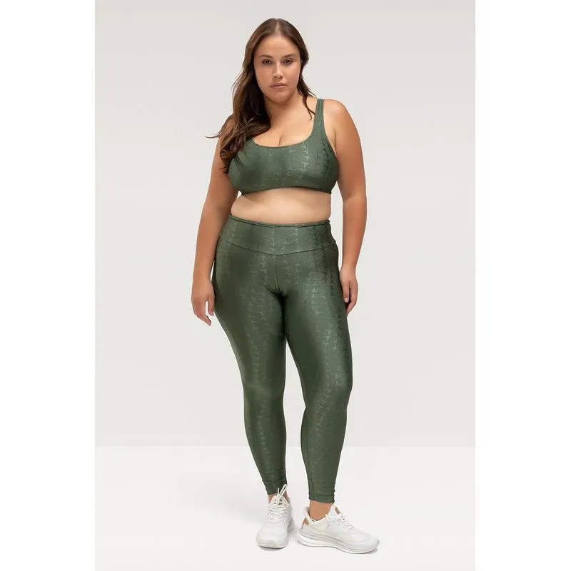 CALÇA LEGGING JACQUARD ID PLUS SIZE - ESSENTIALS 26 - VERDE CROCO M