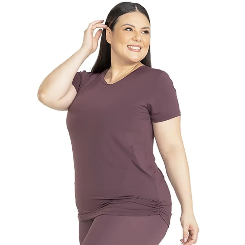 Camiseta Trinys Freedom Drape F-15744 Plus Size Feminina G2 / Vinho