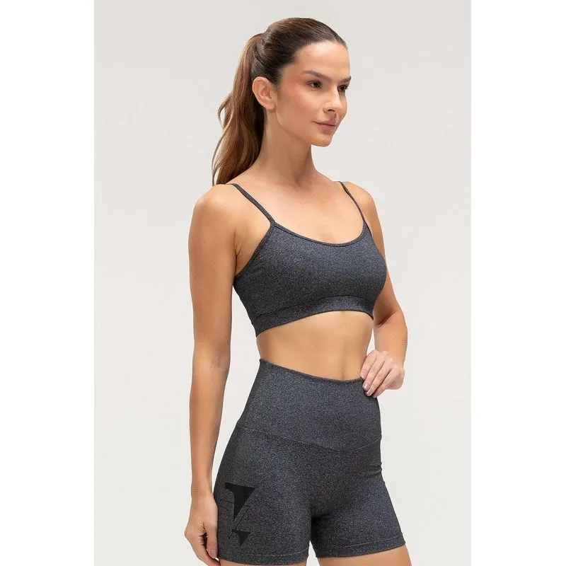TOP FLEX COM BOJO REMOVÍVEL - ESSENTIALS 26 - MESCLA PRETO M