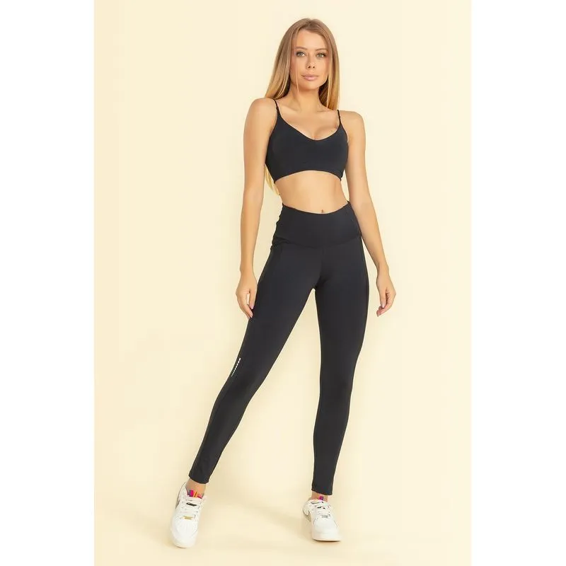 Calça Legging Nakay® c/ Bolsos Sobrepostos A.V.25 - Preto Preto GG
