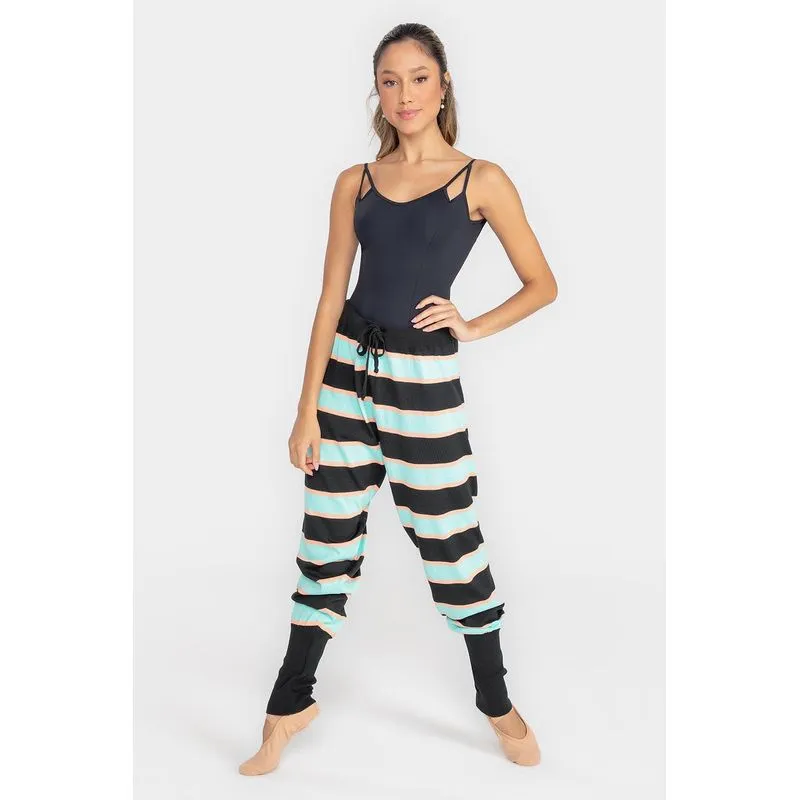 CALÇA ESTHENIA BE YOU/25 ADULTO - PRETO / PAPAIA REAL / VERDE ARUBA M
