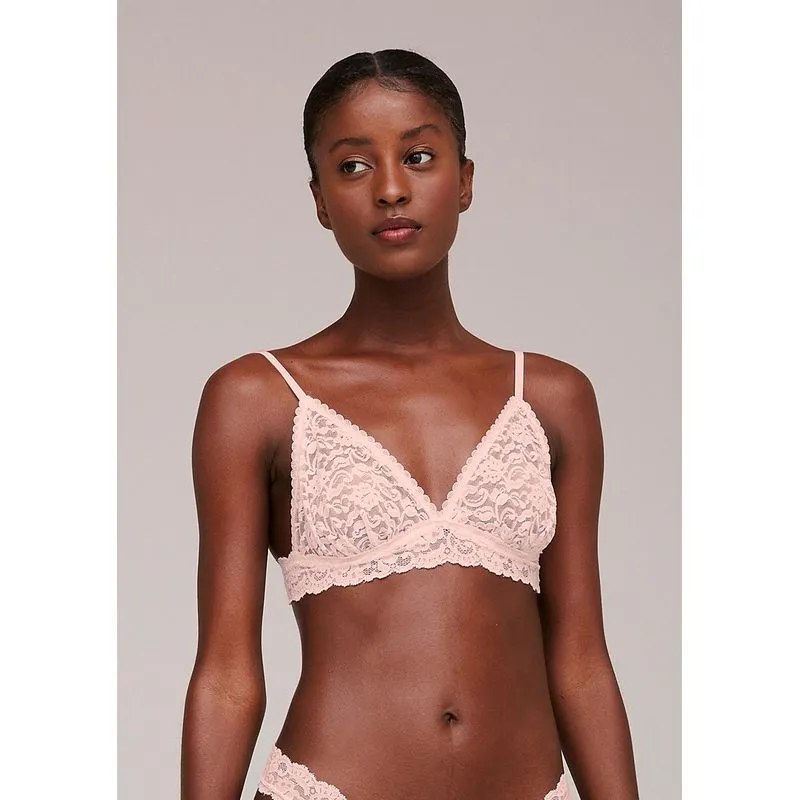 Sutiã Top Triângulo Em Renda Floral - Rosa G