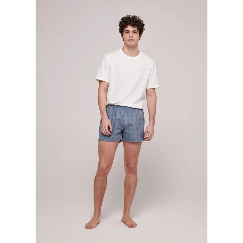 Pijama Curto Masculino Com Estampa Xadrez - Off White P
