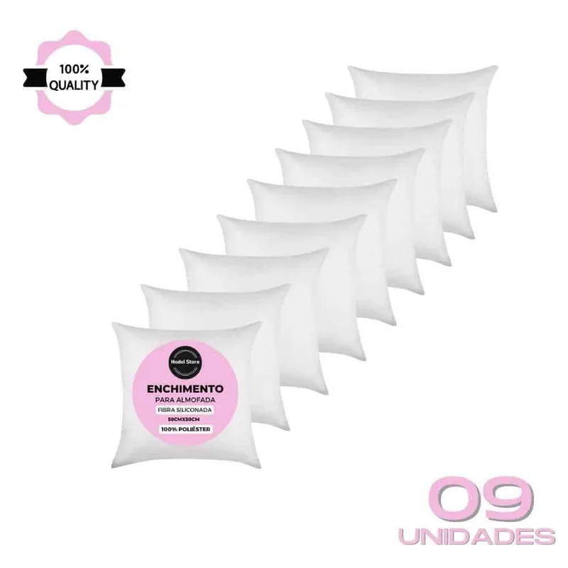 Kit 9 Refil Enchimento 50x50 Almofada Fibra Siliconada 350g