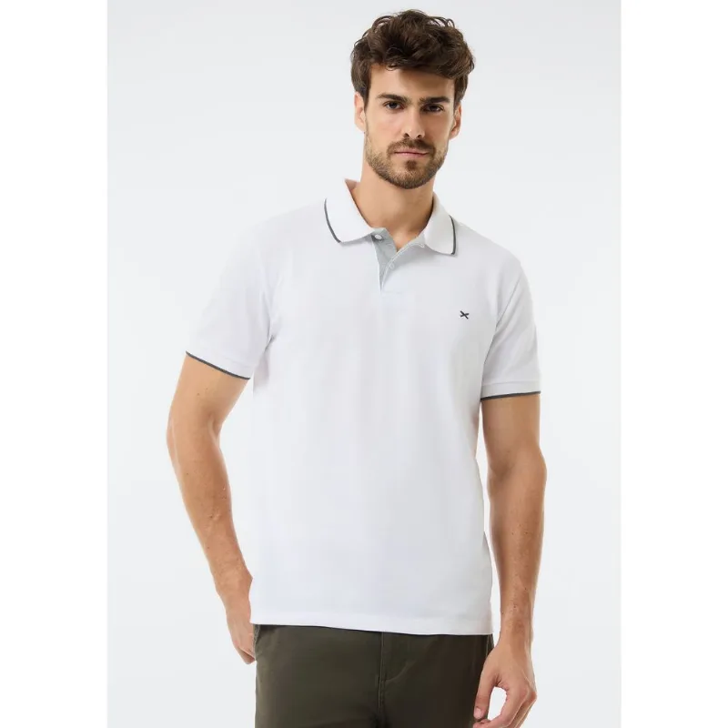 Camisa Polo Básica Masculina Em Piquet Com Bordado - Off white EXG