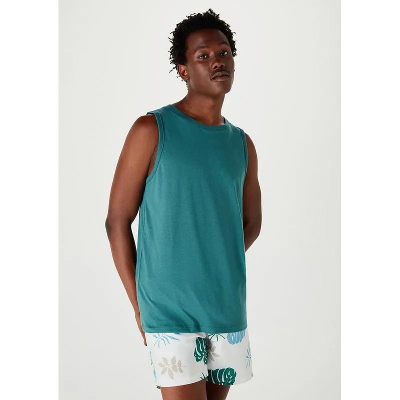 Regata Básica Masculina Em Malha De Algodão - Verde XG