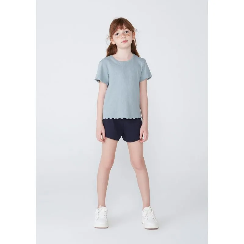 Blusa Básica Infantil Menina Com Fru-frus - Azul 014