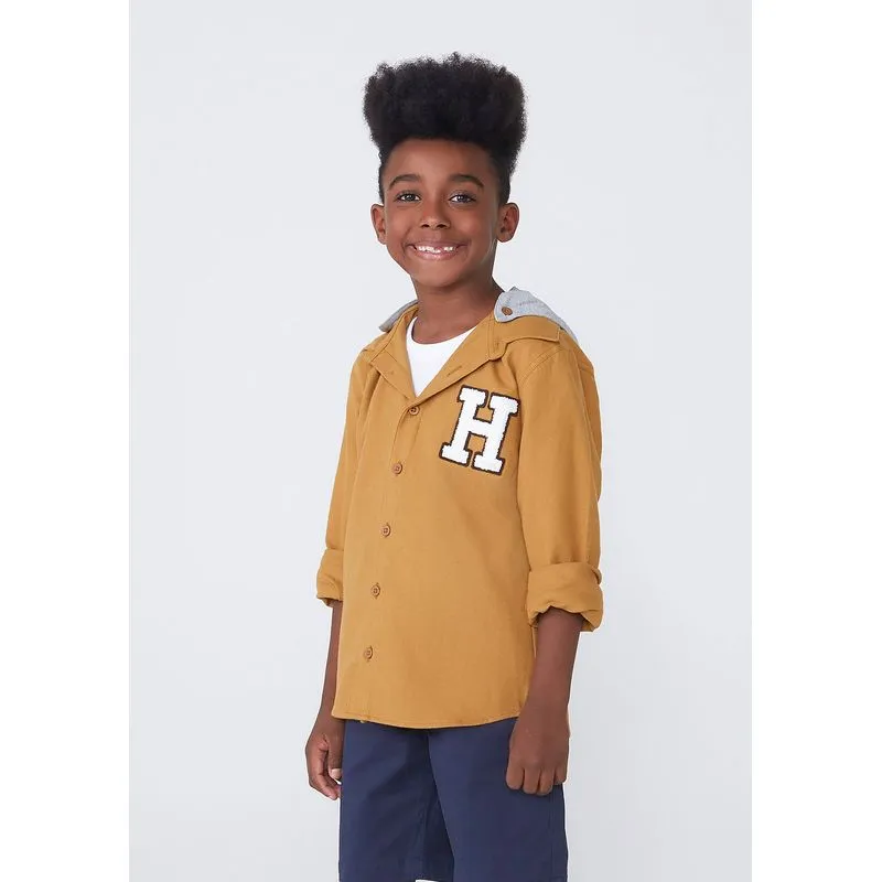 Camisa Infantil Manga Longa Flanelada - Camelo 001