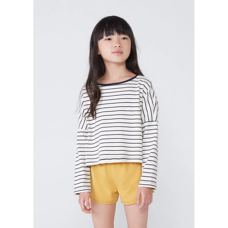 Blusa Básica Infantil Menina Manga Longa Em Algodão - Azul 010