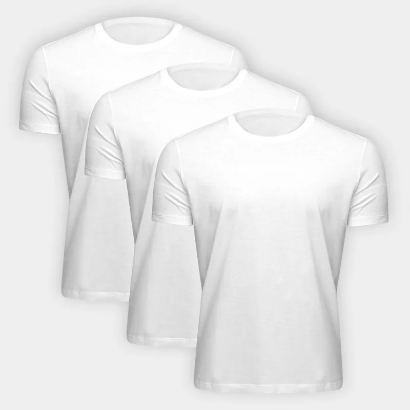 Kit Camiseta Hering Básica Masculina - 3 Peças - Masculino - Branco