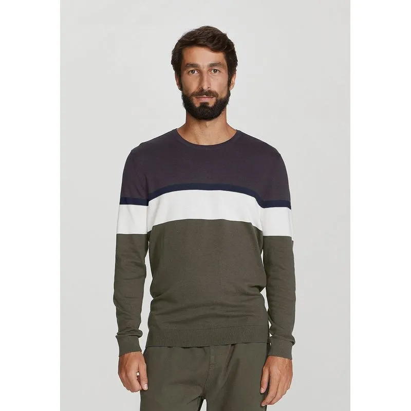 Blusão Masculino Listrado Em Tricô Fio Tinto - Verde G