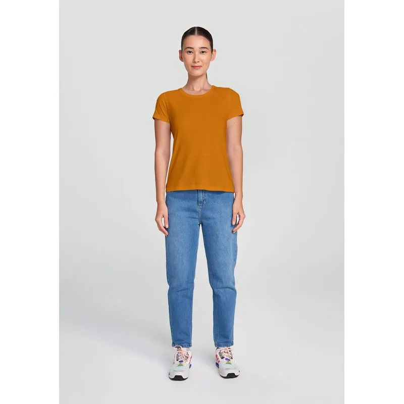 Camiseta Básica Feminina Slim World - Marrom EXG