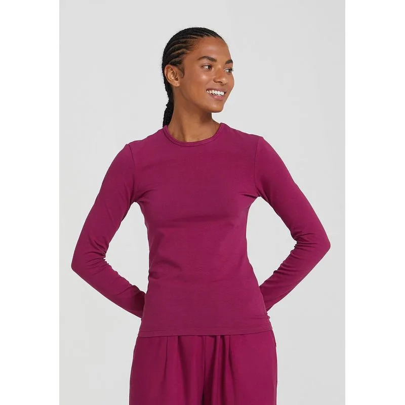 Blusa Básica Feminina Manga Longa Com Elastano - Roxo XXG
