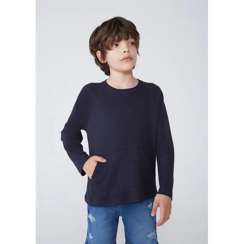 Camiseta Básica Infantil Menino Manga Longa Comfort - Azul 016