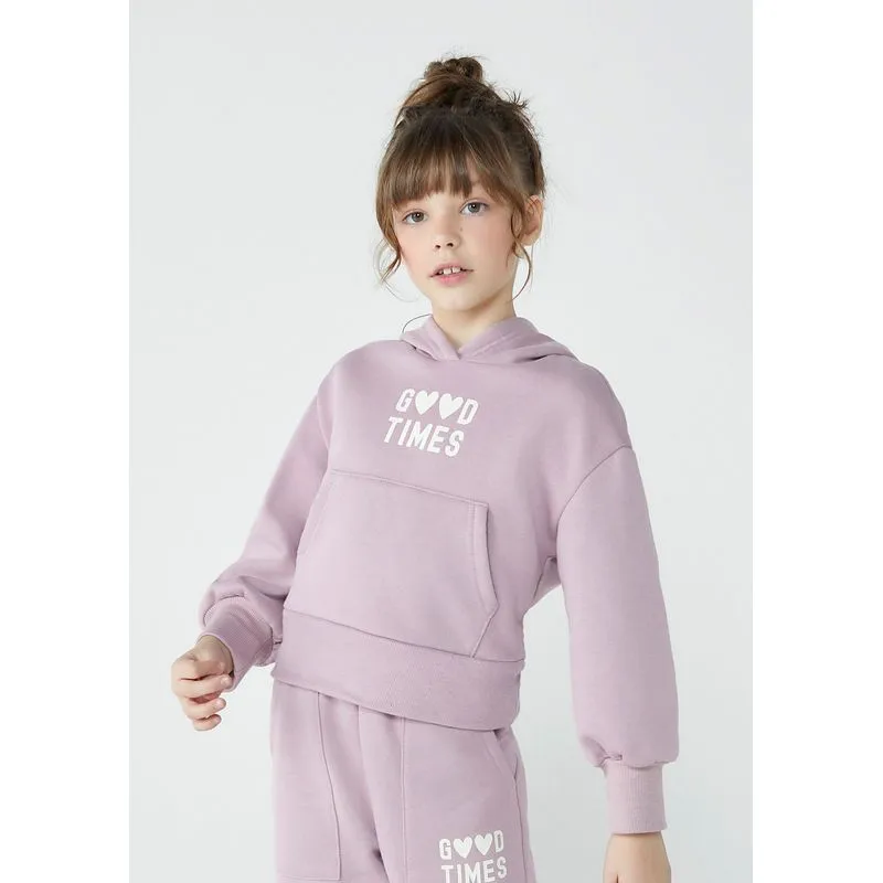 Blusão Infantil Menina Em Moletom Peluciado Com Estampa - Roxo 003