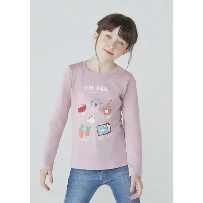Blusa Feminina Infantil Manga Longa Hering kids Estampada