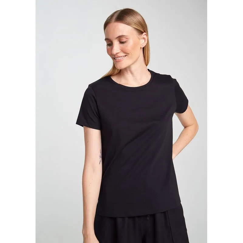 Blusa Básica Feminina Em Algodão Supima - Preto P