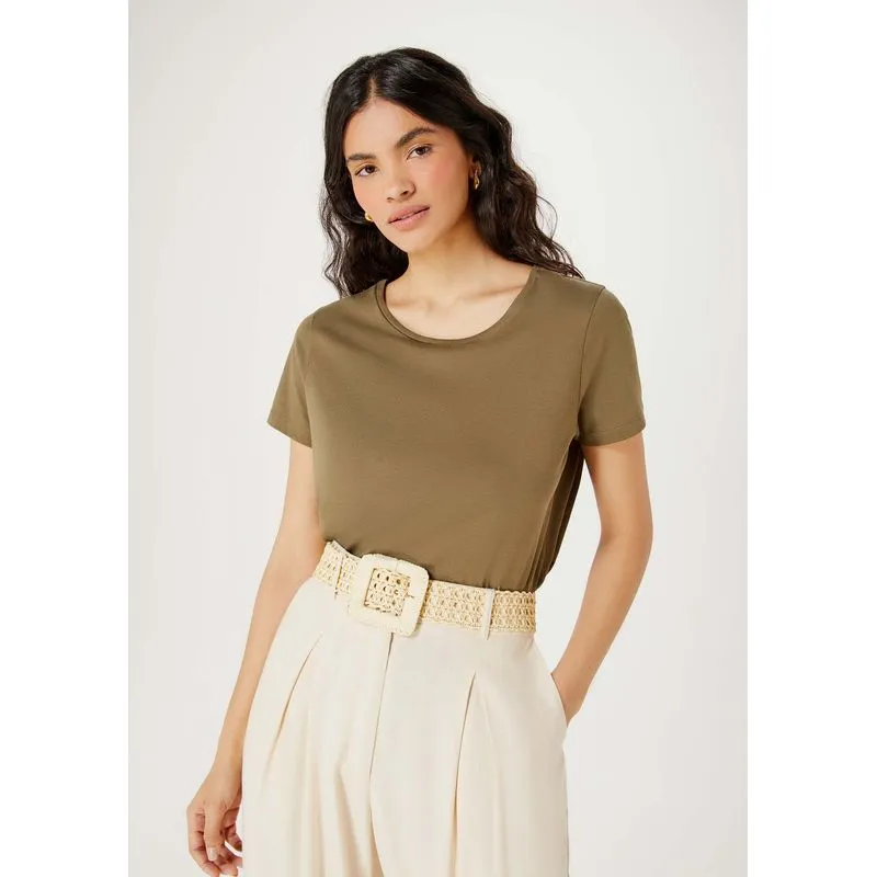 Blusa Básica Feminina Em Algodão Supima - Verde XXG