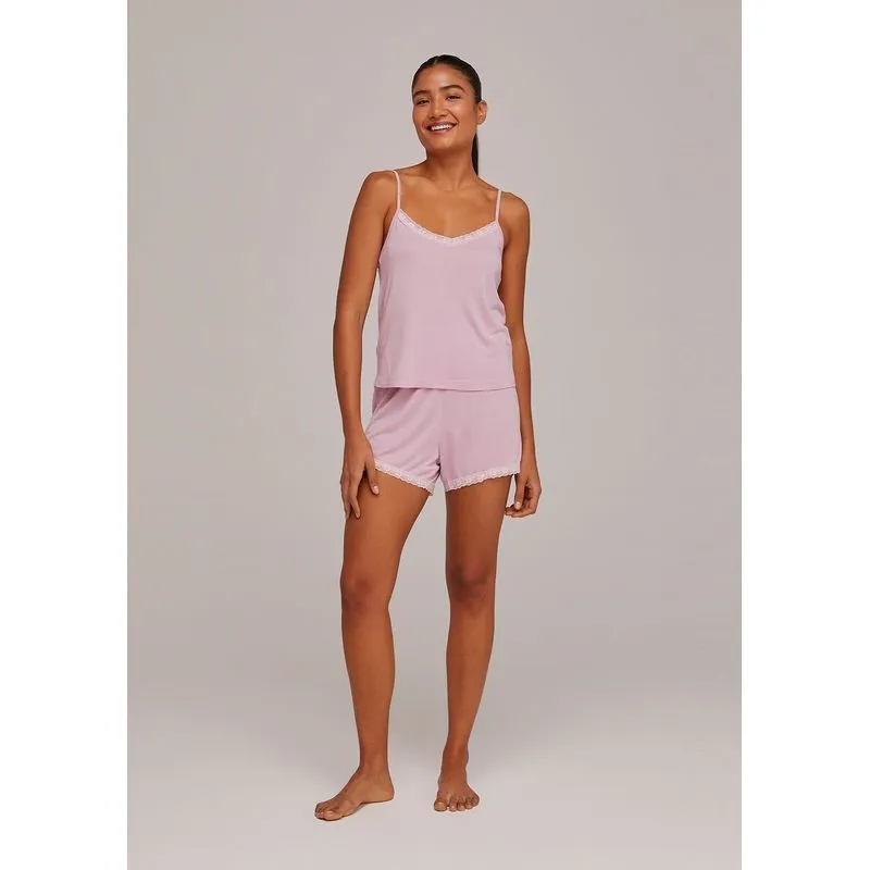 Pijama Feminino Curto Com Regata e Shorts - Roxo M