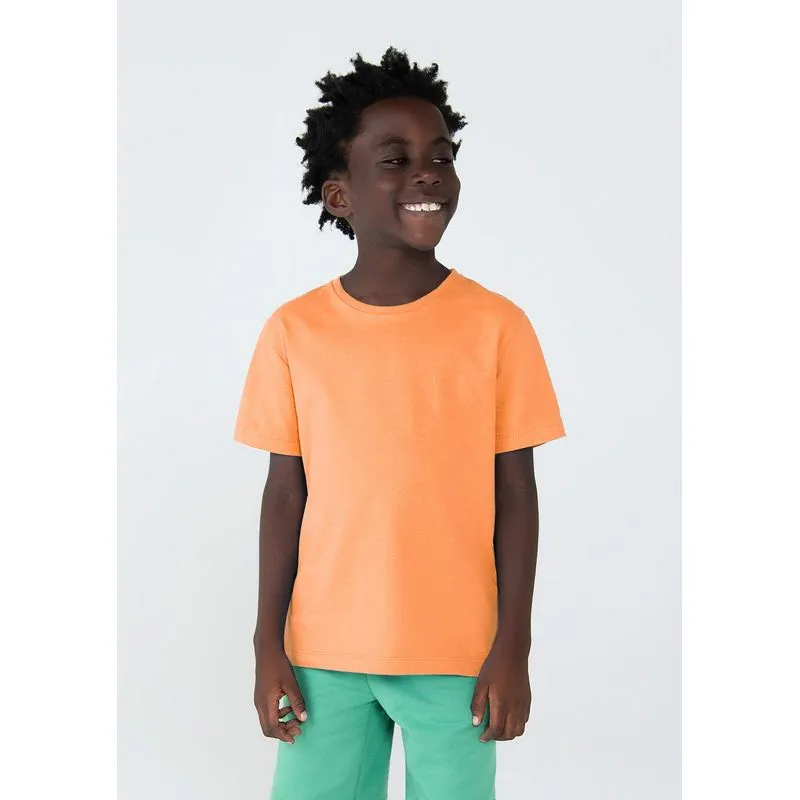Camiseta Básica Infantil Menino Manga Curta Slim - Laranja 004