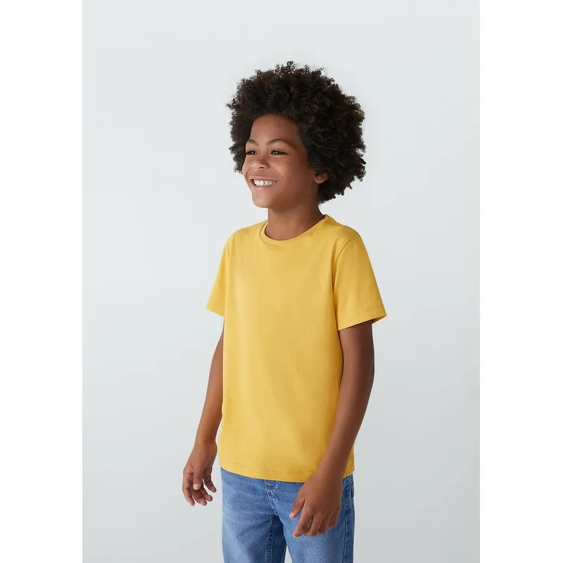 Camiseta Básica Infantil Menino Manga Curta Slim - Amarelo 004