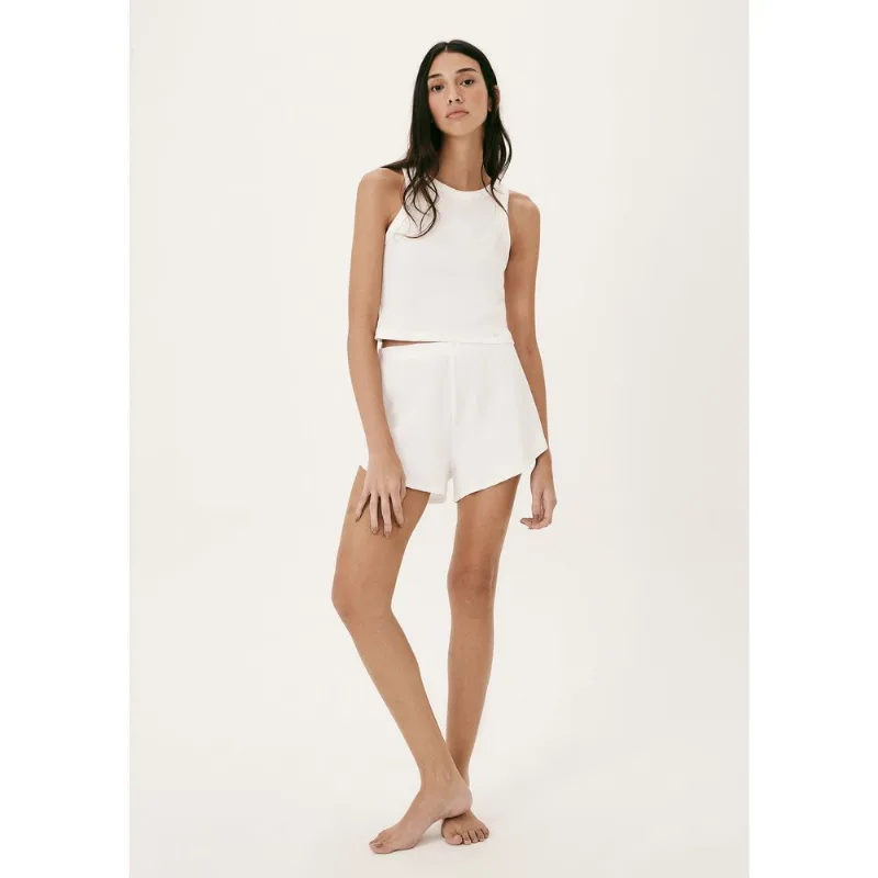 Pijama Curto Feminino Básico Em Ribana Canelada - Off white XG