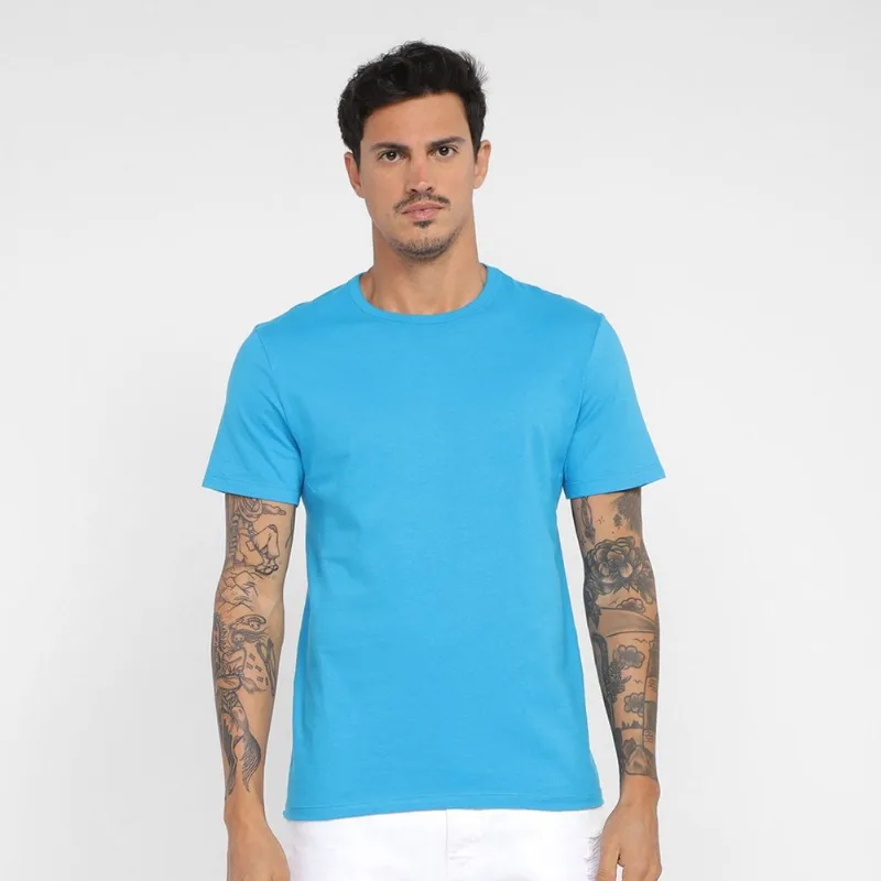 Camiseta Hering Slim Básica Masculina - Masculino - Azul Escuro