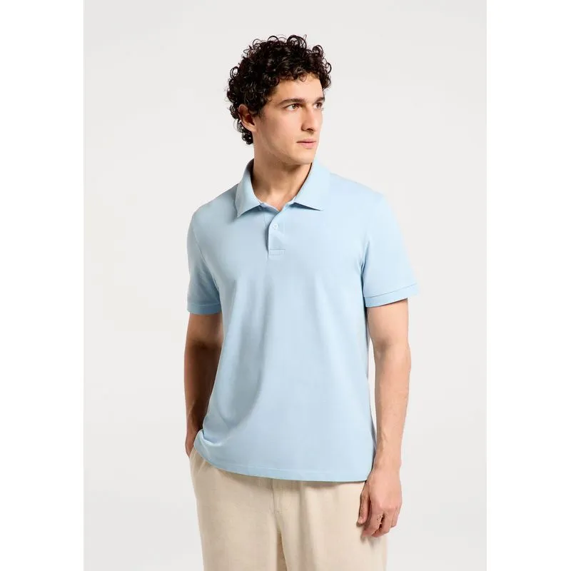 Camisa Polo Básica Masculina Manga Curta Em Piquet - Azul XXG