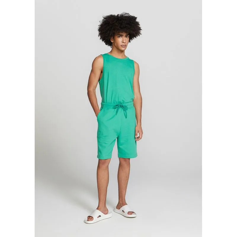Bermuda Básica De Moletom Masculina Com Amarração - Verde P