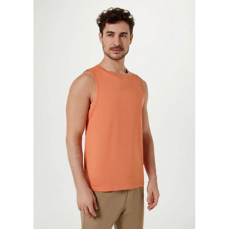 Regata Básica Masculina Em Malha De Algodão - Laranja XG