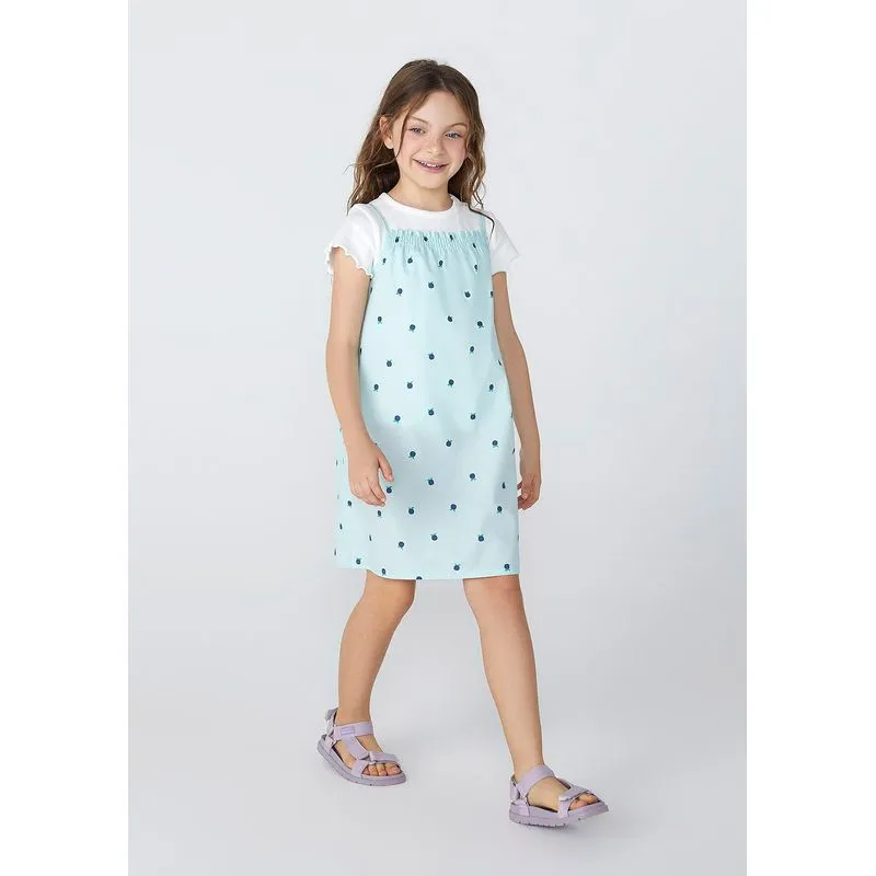 Conjunto Infantil Menina Estampado Blusa E Salopete - Azul 016