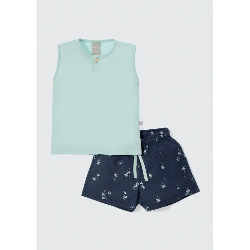 Conjunto Infantil Menino Curto Estampado Toddler - Verde 003