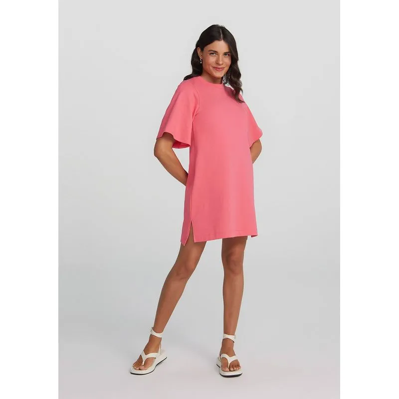 Vestido Básico Curto Oversized Evasê - Rosa XXG